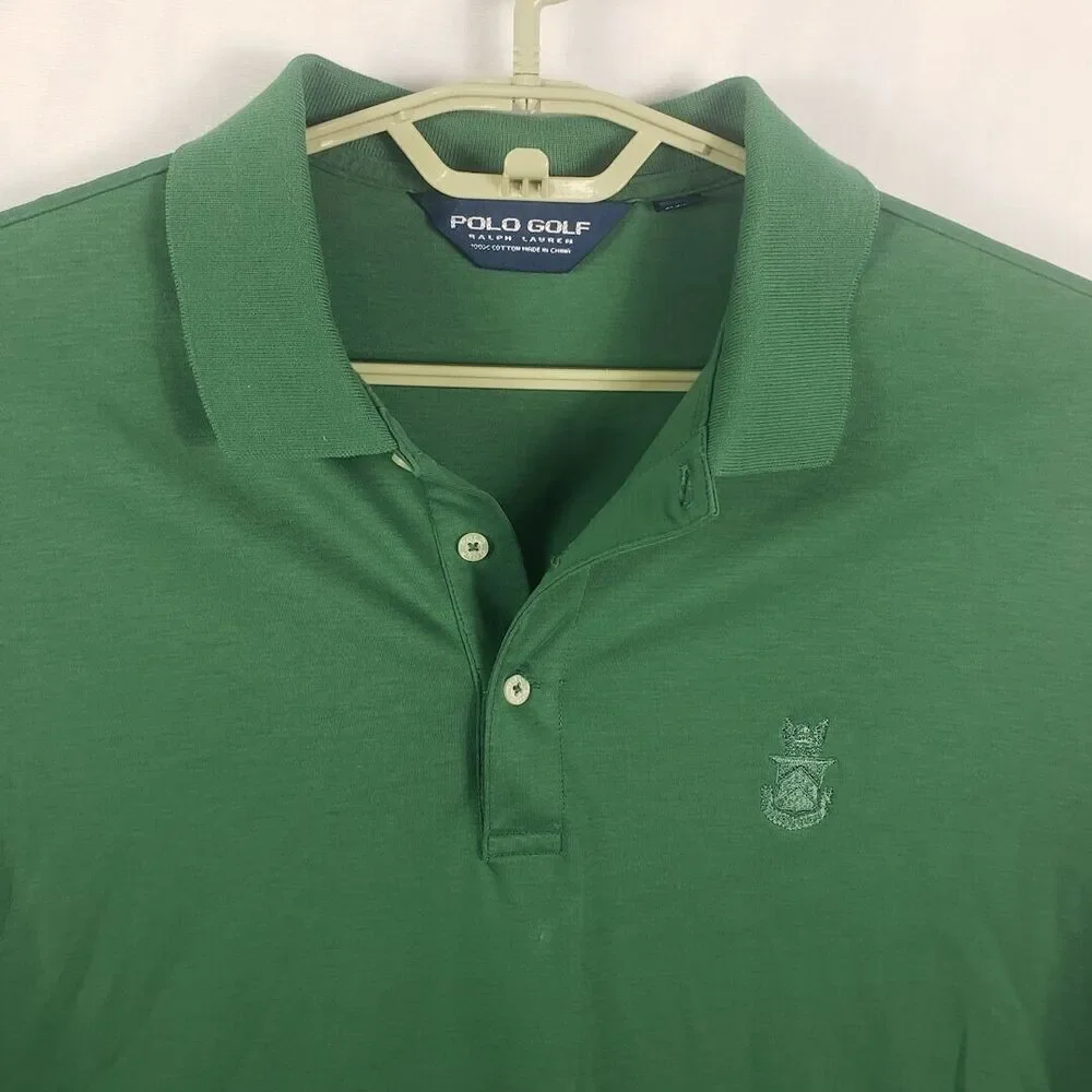 Ralph Lauren Polo Golf Shirt Mens L Green Long Sleeves Cotton